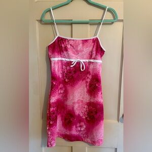 Pulse Y2K Vintage 90s Pink Hibiscus Floral Mini Dress
